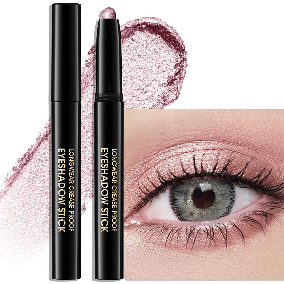 Eyeshadow Stick Light Taupe, Matte Cream Eye Shadow Stick Waterproof Nude Neutral Eyeliner Brightener Pencil Crayon Long-Lasting Eye Highlighter Makeup for Older Women Easy to Use High Pigmented