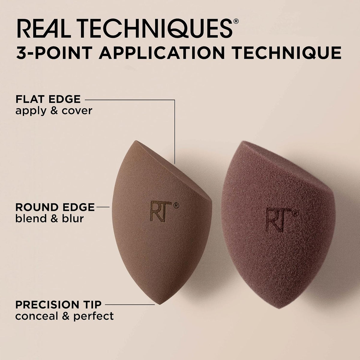 Real Techniques New Nudes Bare Finish Sponge Duo, Makeup Sponges