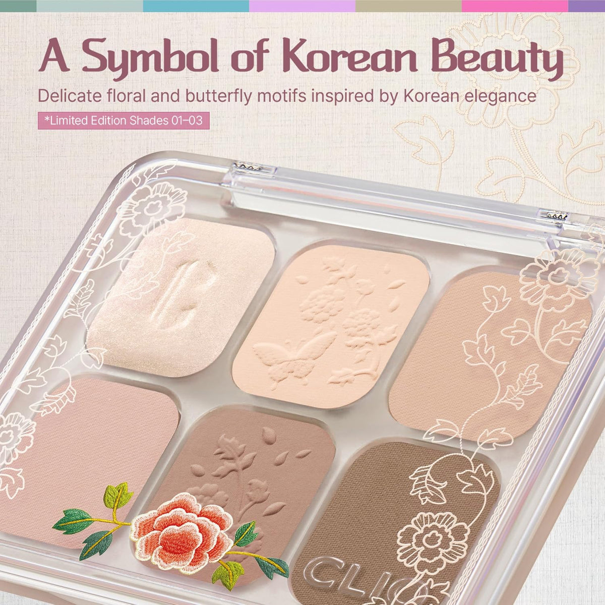 CLIO Muse Master Eyeshadow Palette, Korean Royal Heritage Edition, Baked Cream Powder Formula, Neutral Beige 6-Color with Matte & Shimmer for Daily Makeup, Safe for Sensitive Eyes (03 BEIGE ONE STEP)