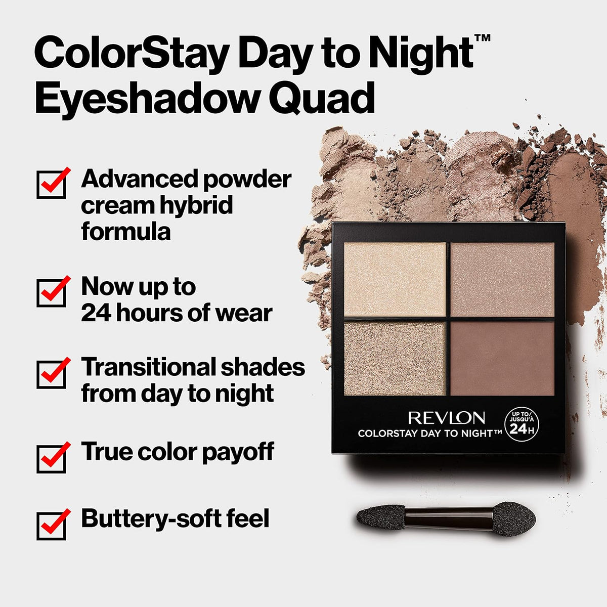 Revlon ColorStay Day to Night Eyeshadow Quad, 505 Decadent, 0.16 oz