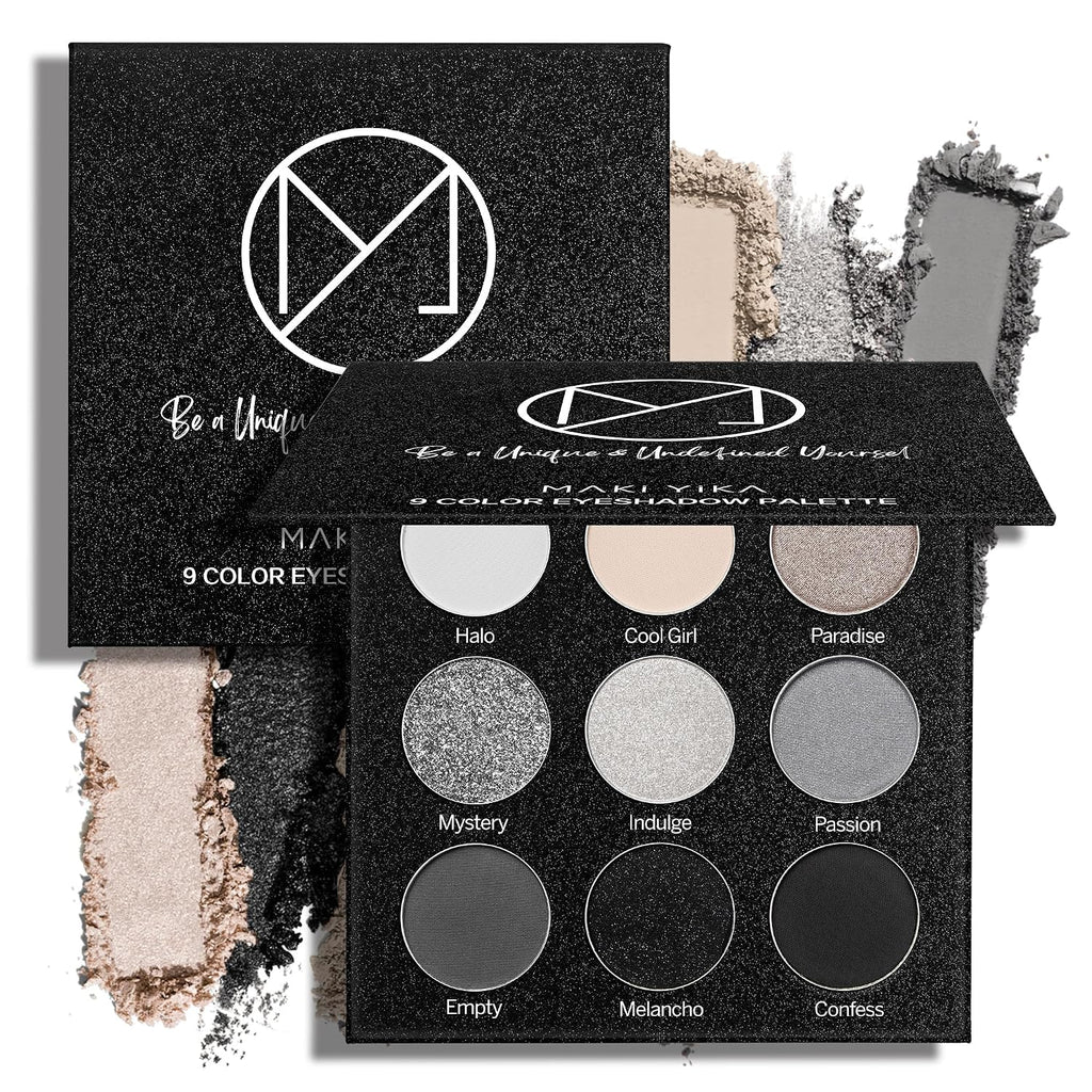 MAKI YIKA Black Grey Smokey Eyeshadow Matte Black White Gray Silver Smoky