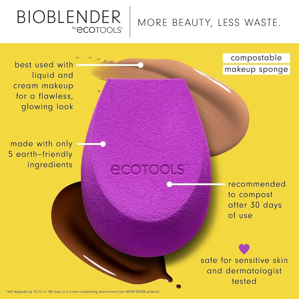 EcoTools Bioblender Makeup Sponge for Liquid and Cream Foundation, 1 Count