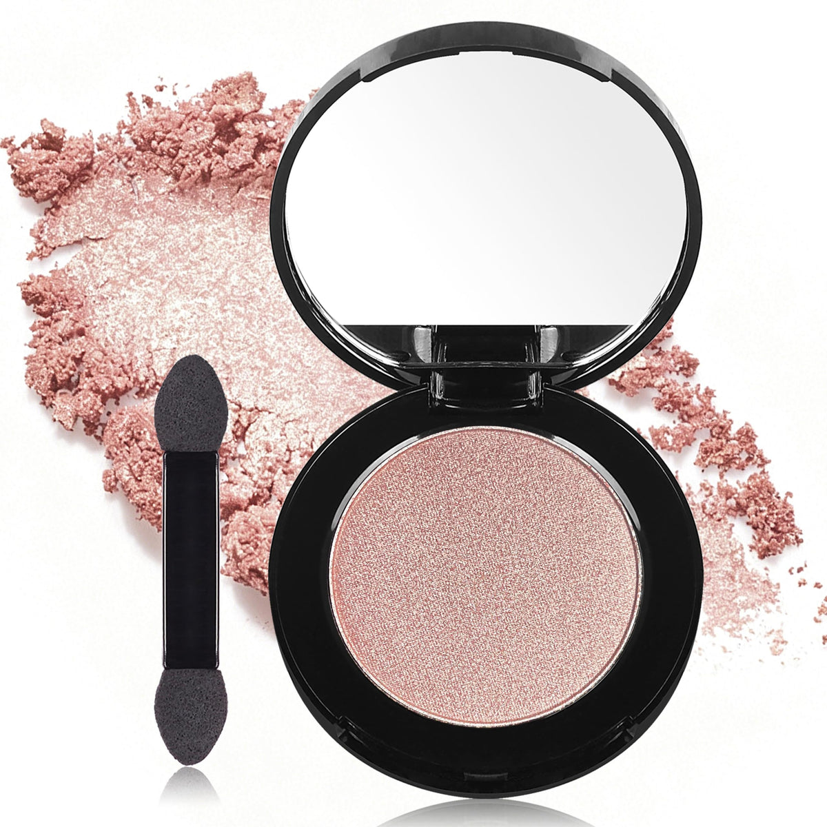 MEICOLY Champagne Shimmer Eyeshadow with Mirror,Shimmer Sparkly Eye Shadow Palette,Pressed Powder Single Eyeshadow for Women and Girls,Eye Makeup Eyelid Color,High Pigment,Long Wearing,Waterproof